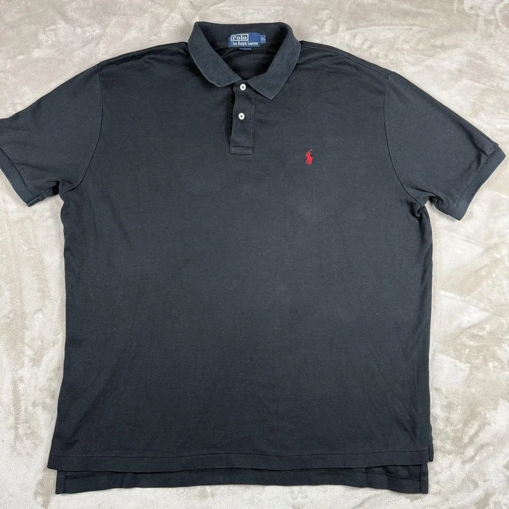 Polo By Ralph Lauren Shirt Mens XL Black Cotton Short Sleeve Polo Pony Logo